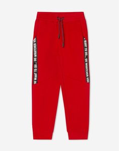 Красные спортивные брюки с нашивкой для мальчика Gloria Jeans