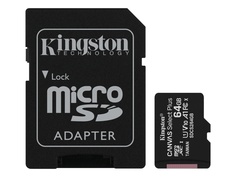 Карта памяти 64Gb - Kingston Micro Secure Digital HC Class 10 UHS-I Canvas Select SDCS2/64GB с переходником под SD