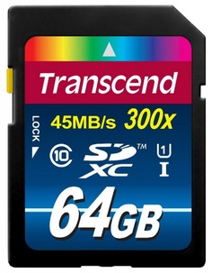 Карта памяти 64Gb - Transcend High-Capacity Class 10 UHS 1 300X - Secure Digital TS64GSDU1