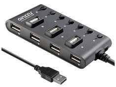 Хаб USB Ginzzu GR-487UB USB - USB 2.0 7 ports Black 14175