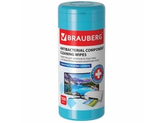 Салфетки антибактериальные для экранов и пластика Brauberg XXL 100шт 513476