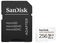 Карта памяти 256Gb - SanDisk Micro Secure Digital XC 256Gb Class 10 UHS-3 SDSQQNR-256G-GN6IA с переходником под SD