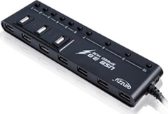 Хаб USB Ginzzu GR-380UAB 10-ports + зарядное устройство сетевое USB-2x Ginzzu GA3212UB