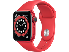 Умные часы APPLE Watch Series 6 40mm Red Aluminium Case with Red Sport Band M00A3RU/A Выгодный набор + серт. 200Р!!!