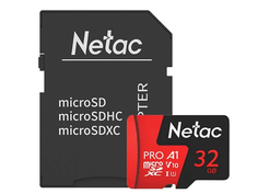 Карта памяти 32Gb - Netac P500 Extreme Pro MicroSDHC Class 10 A1 V10 NT02P500PRO-032G-R с переходником под SD