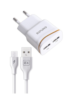 Зарядное устройство Exployd Classic 2xUSB microUSB 2.4A White EX-Z-985