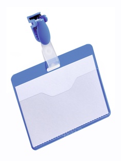 Бейдж Durable 60x90mm горизонтальный зажим+клип Blue 8106-06