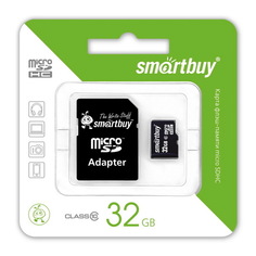 Карта памяти 32Gb - SmartBuy Micro Secure Digital HC Class 10 SB32GBSDCL10-01 с переходником под SD