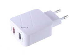 Зарядное устройство Media Gadget HPS-2QCU 2xUSB 2.1A/3.1A Quick Charge 3.0 White MGHPS2QCUWT
