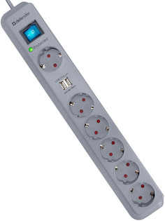 Сетевой фильтр Defender DFS 501 6 Sockets 2m 99051
