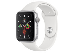 Умные часы APPLE Watch Series 5 44mm Silver Aluminium with White Sport Band S/M - M/L MWVD2RU/A
