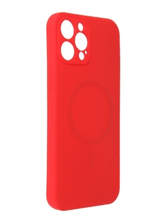 Чехол DF для APPLE iPhone 12 Pro Max c микрофиброй Silicone Red iMagnetcase-04