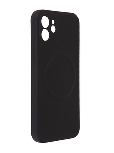 Чехол DF для APPLE iPhone 12 c микрофиброй Silicone Black iMagnetcase-02