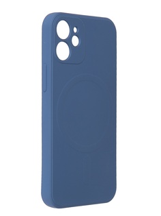 Чехол DF для APPLE iPhone 12 mini c микрофиброй Silicone Blue iMagnetcase-01
