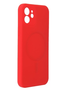 Чехол DF для APPLE iPhone 12 c микрофиброй Silicone Red iMagnetcase-02