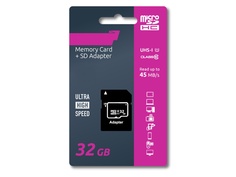 Карта памяти 32Gb - Olmio Micro Secure Digital HC Class 10 UHS-I 39122 с переходником под SD