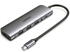 Хаб Ugreen 6в1 3xUSB 3.0 / HDMI / USB-C / Jack 3.5mm 80132