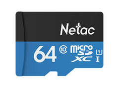 Карта памяти 64Gb - Netac microSDHC P500 NT02P500STN-064G-R с переходником под SD