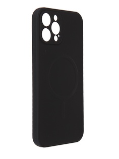 Чехол DF для APPLE iPhone 12 Pro Max c микрофиброй Silicone Black iMagnetcase-04