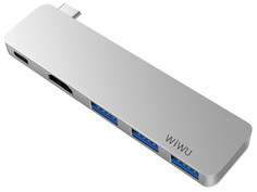 Хаб USB Wiwu T6 Pro 5 in 1 USB Type-C Grey 13037
