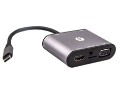 Док-станция Vcom USB 3.1 Type-C M - HDMI / VGA / 3xUSB / PD Charging / TF / Audio CU425M