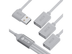 Хаб USB GCR AM - 3xAF 0.35m White GCR-53355