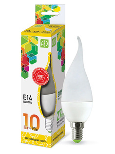 Лампочка ASD LED-Свеча на ветру-Standard Е14 10W 230V 3000К 900Lm 4690612024615