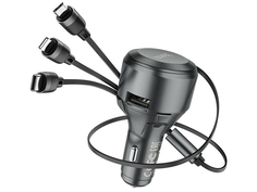 Зарядное устройство Hoco S27 Tributo + кабель Type-C/MicroUSB/Lightning Grey