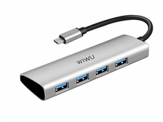 Хаб USB Wiwu Alpha A440 S USB Type-C - 4xUSB Silver