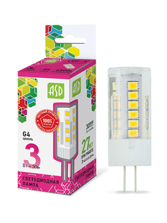 Лампочка ASD LED-JC-Standard G4 3W 12V 6500К 270Lm 4690612026381