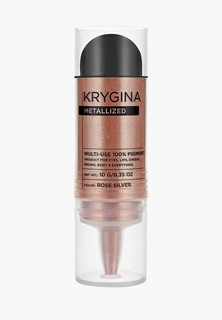 Тени для век Krygina Cosmetics рассыпчатые, хайлайтер для лица, бронзер Metallized Rose Silver, 10 г