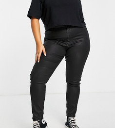 Черные джинсы скинни с покрытием и завышенной талией ASOS DESIGN Curve ridley-Черный цвет
