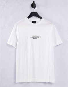 Белая футболка с повторяющейся надписью-логотипом по центру Emporio Armani-Белый