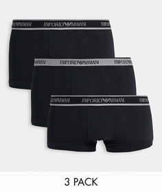 Набор из 3 боксеров-брифов черного цвета с логотипом на поясе Emporio Armani Bodywear-Черный цвет