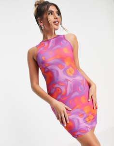 Облегающее платье мини без рукавов с разноцветным мраморным принтом I Saw It First-Разноцветный