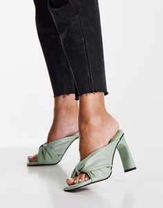 Зеленые мягкие мюли на высоком каблуке Topshop Reuben-Зеленый цвет