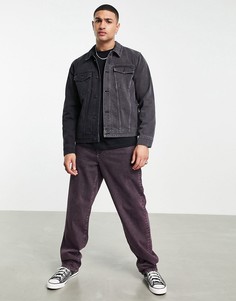 Комбинированная джинсовая куртка серого/выбеленного черного цвета Topman-Серый
