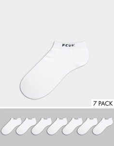 Набор из 7 пар белых спортивных носков с отделкой морского цвета French Connection-Многоцветный