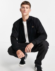 Черный велюровый бомбер Fred Perry-Черный цвет