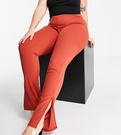 Расклешенные брюки рыжего цвета с разрезами Public Desire Curve-Коричневый цвет
