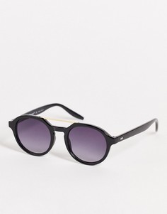 Черные круглые солнцезащитные очки-авиаторы в стиле унисекс AJ Morgan-Черный цвет