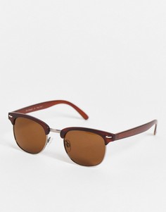 Круглые солнцезащитные очки коричневого цвета в стиле ретро унисекс AJ Morgan-Коричневый цвет