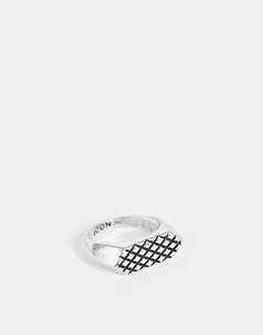 Серебристое кольцо с эмалью Icon Brand – Серебристый-Серебряный