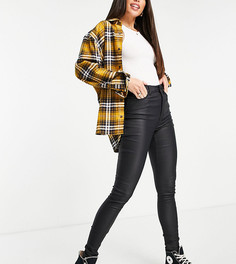 Черные джинсы зауженного кроя с покрытием из искусственной кожи New Look Tall-Черный цвет