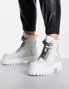 Белые кожаные ботинки на массивной подошве со шнуровкой Topshop Alex-Белый