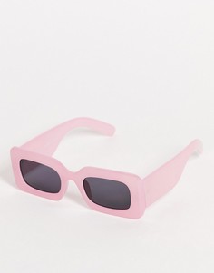 Розовые прямоугольные солнцезащитные очки Monki Aggy-Розовый цвет