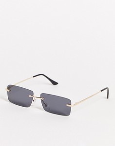 Золотистые узкие квадратные солнцезащитные очки в стиле унисекс с дымчатыми линзами AJ Morgan-Золотистый