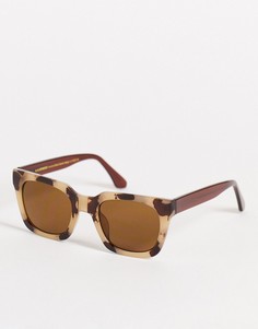 Квадратные солнцезащитные очки унисекс в стиле 70-х в кремовой черепаховой оправе A.Kjaerbede Nancy-Белый