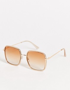 Женские большие солнцезащитные очки в квадратной оправе золотистого цвета AJ Morgan-Золотистый