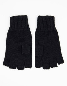 Черные перчатки без пальцев Topman-Черный цвет